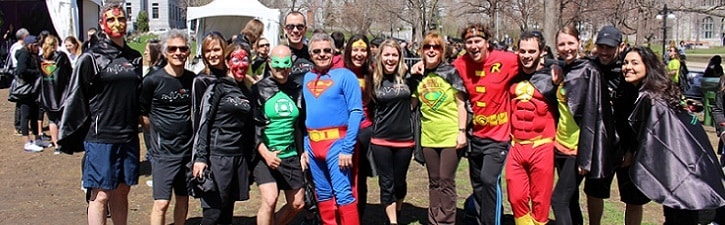 L'équipe Prével participait à la course du Défi Canderel, certains déguisés en Super Héros...